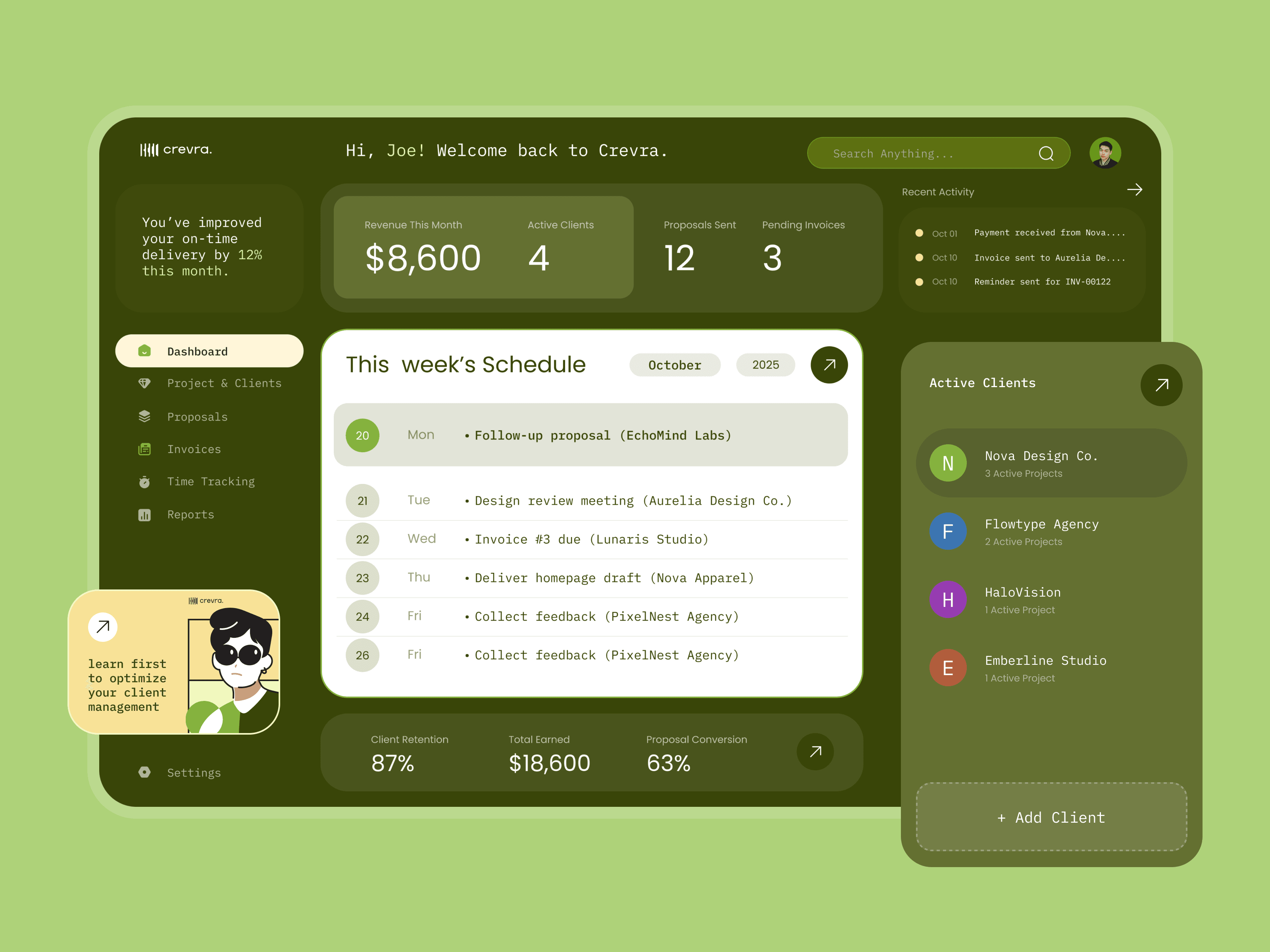 Crevra, a SaaS product design