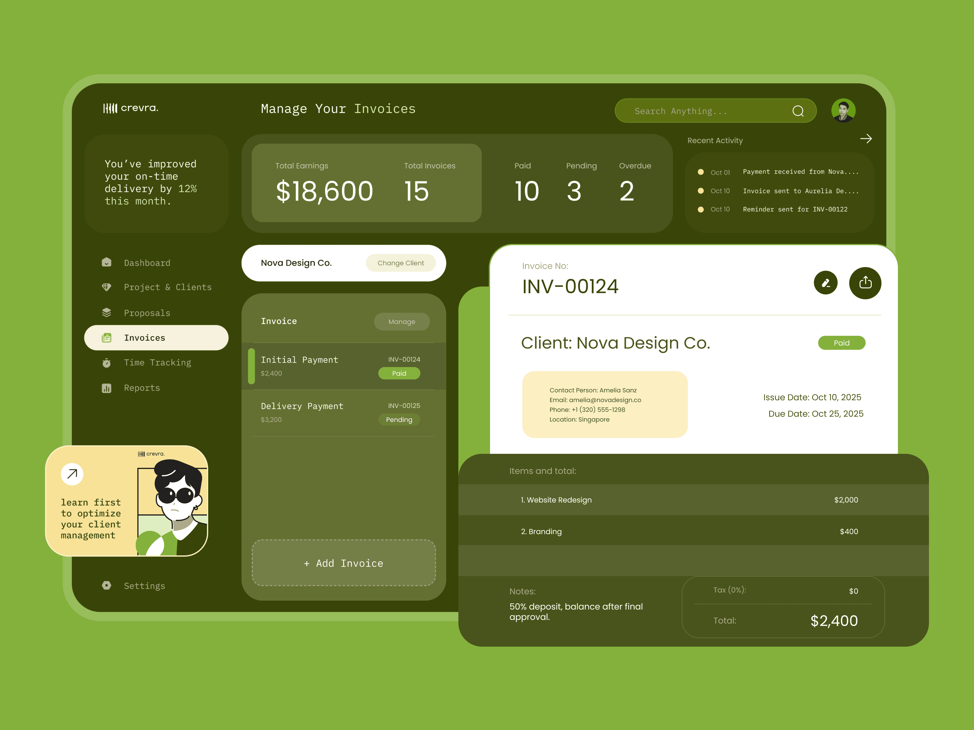 Crevra, a SaaS product design