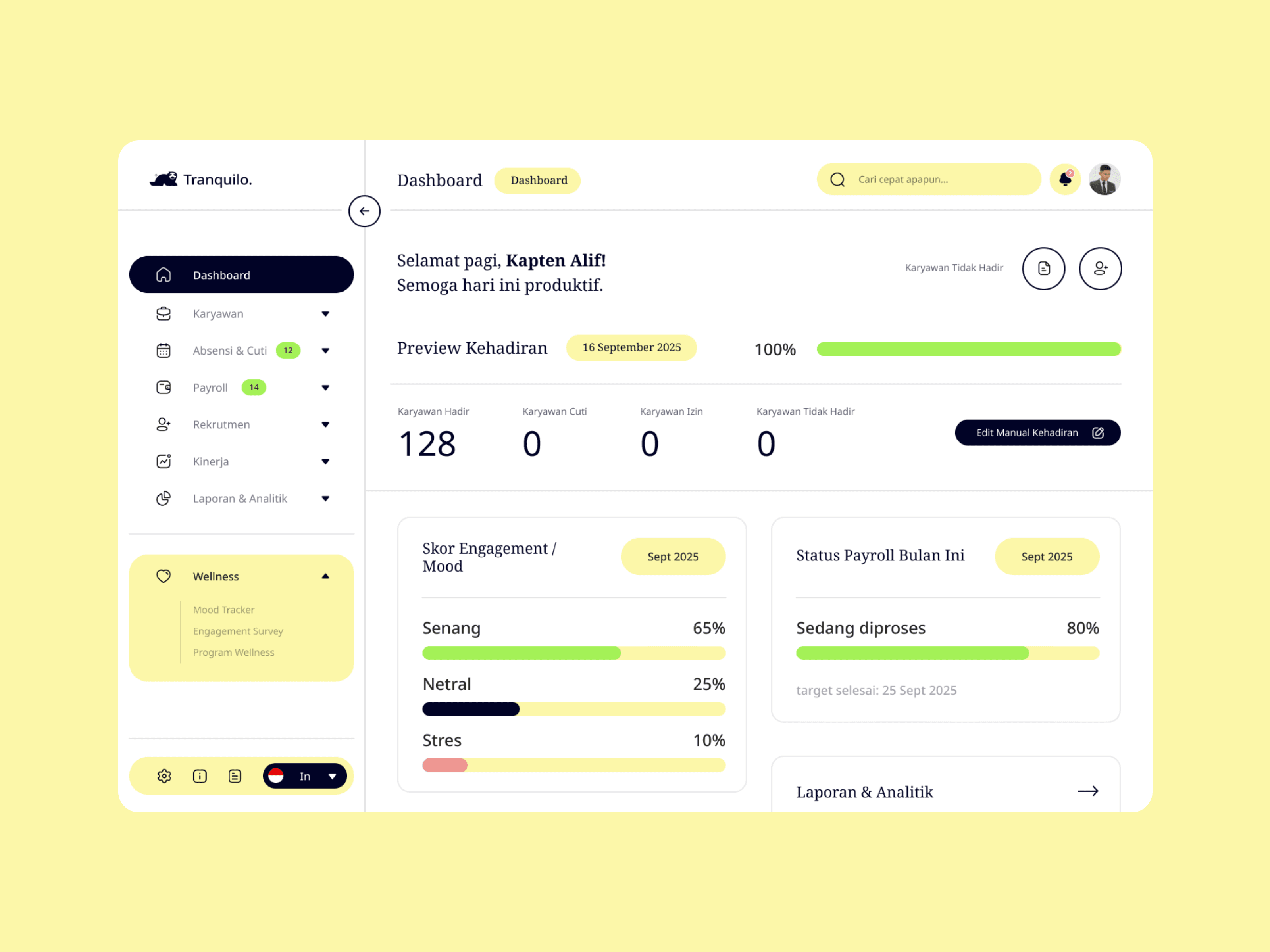Tranquilo, a SaaS product design